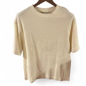 New with Tags Men’s Cream Ribbed Knit Boxy T-Shirt Size Small